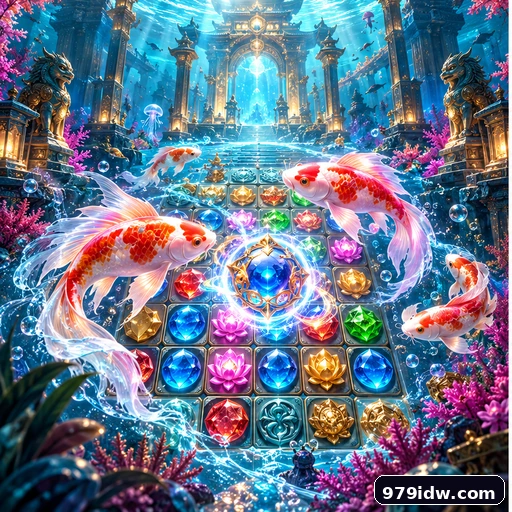 Visual gameplay konseptual Match puzzle • ikan koi • kasual untuk Android